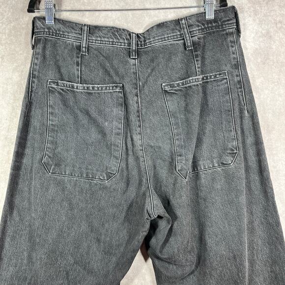 Lucky Legend Jeans Womens Size 12/31 Black Denim High Rise Wide Leg Raw Frayed - Picture 4 of 13